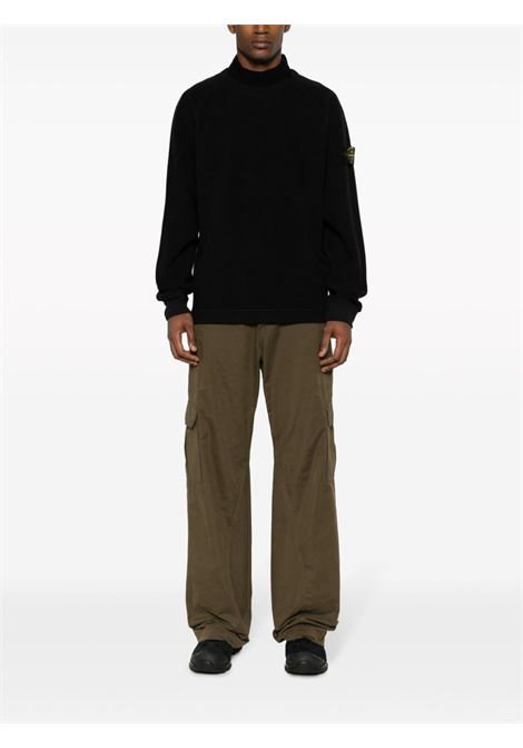 felpa nera a collo alto in lana vergine e cotone con texture jersey STONE ISLAND | 791560954V0029